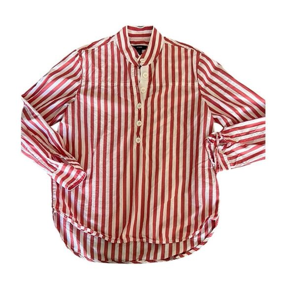 J. Crew Red and White Casual Button Down Shirt size 2 - Picture 1 of 8
